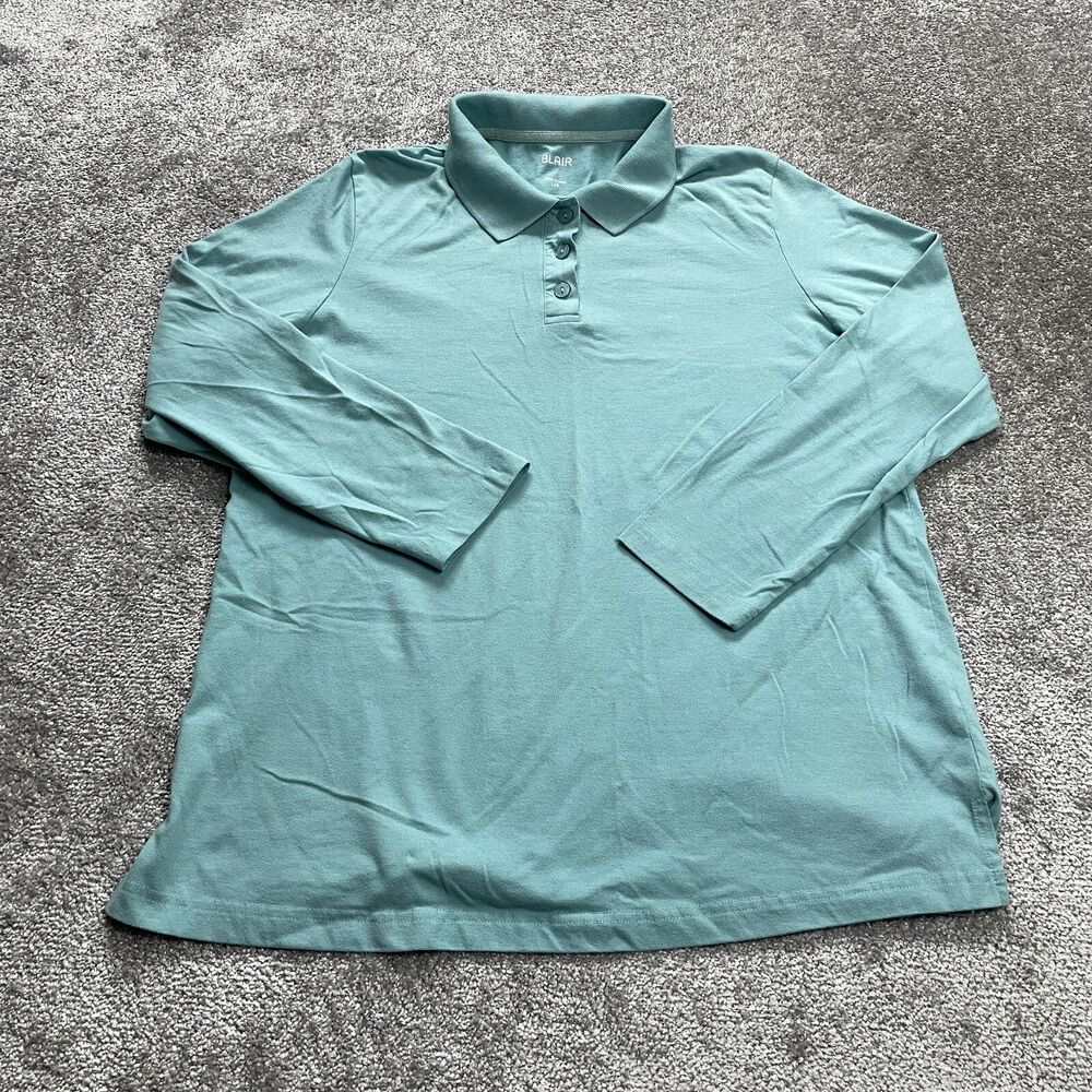 Blair Polo Shirt Mens Large Light Blue Collared Long Sleeve Golf Rugby Preppy